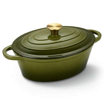 Oval Dutch Oven for Bread Baking, 4.5 Quart Non Stick Enameled Cast Iron Dutch Oven Pot with Lid, Oven Safe Oval