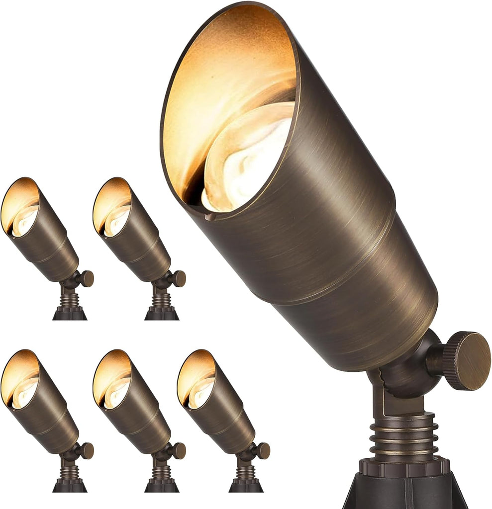 Solid Brass Outdoor Landscape Spotlights, 12V Heavy Duty Low Voltage LED Spot Light Waterproof for Garden and Yard Up