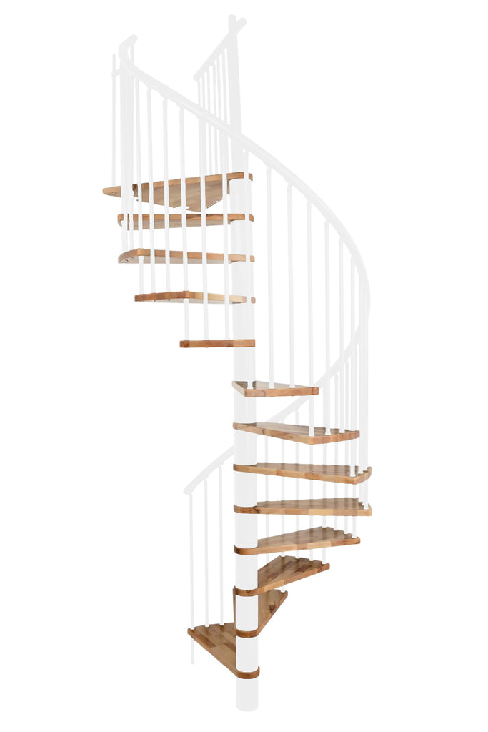 Austrian Indoor Spiral Staircase, Beech Wood Lacquered Steps, Aluminum Handrail & Steel Spacers Railing in 3 Colors