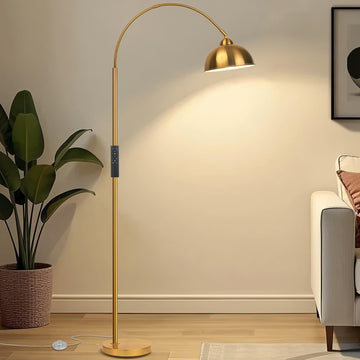 Modern Arc Floor Lamp with Remote Control 12W Stepless Dimmable Arched Standing Lamp, Adjustable Metal Hanging Shade