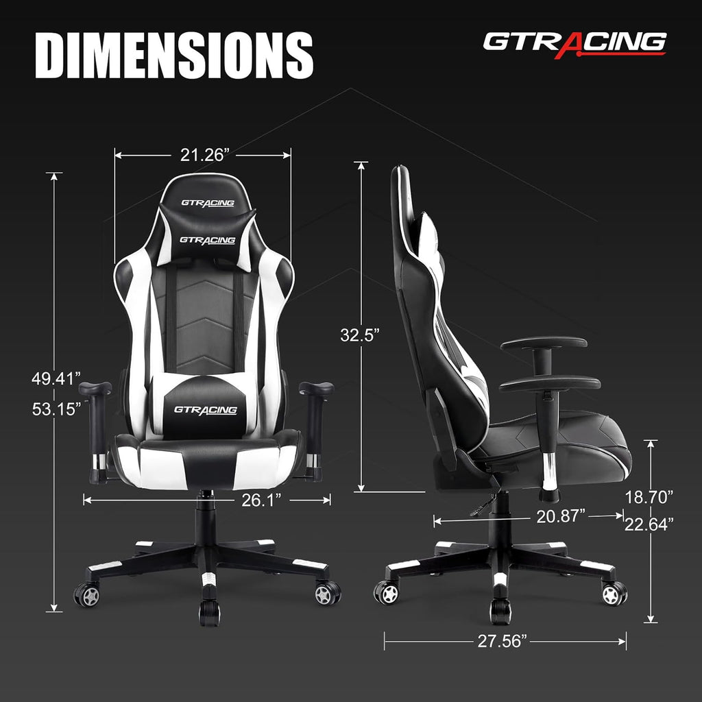 Gaming Chair Racing Office Computer Ergonomic Video Game Chair Backrest and Seat Height Adjustable Swivel Recliner
