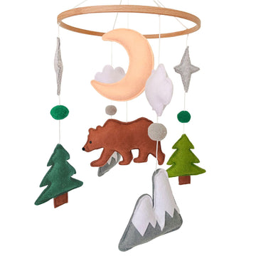 Woodland Baby Mobile, Woodland Mobile for Crib, Bear Crib Mobile for Boys, Nursery Mobile for Bassinet, Pack