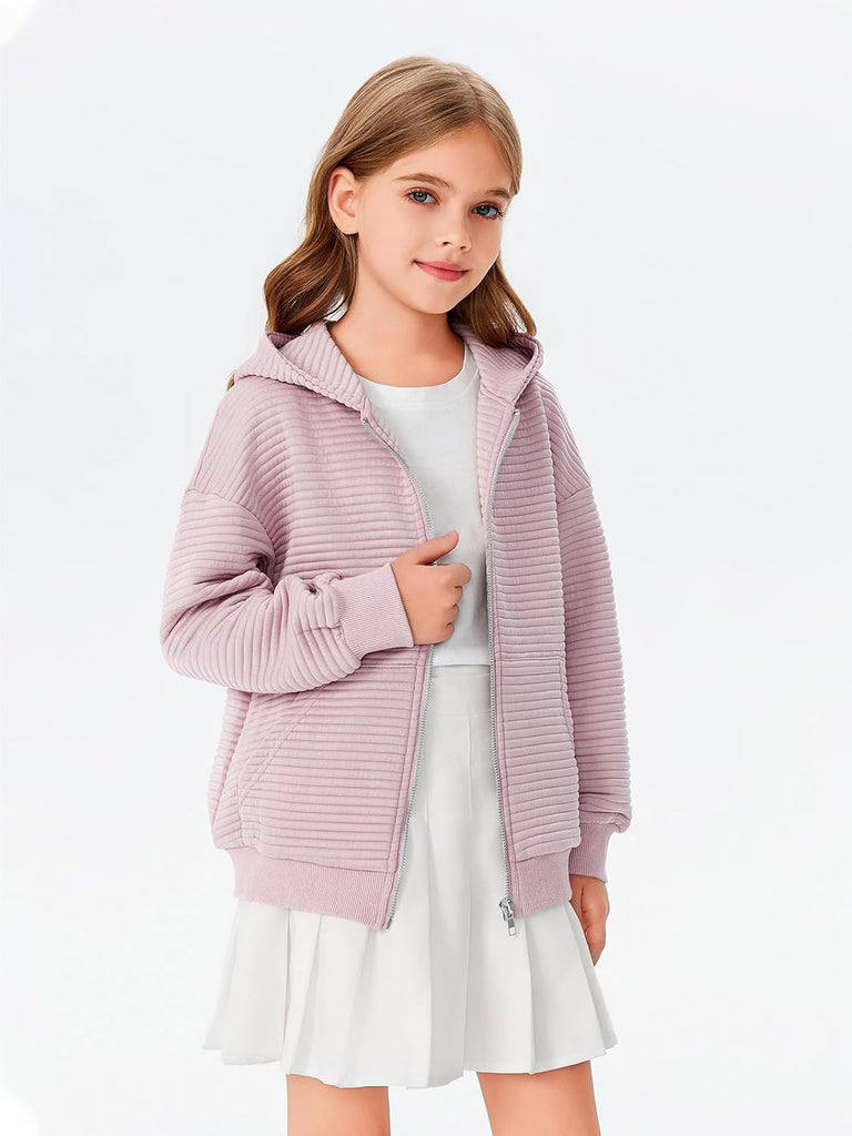 Girls Zip Up Hoodie Kids Oversized Sweatshirt
