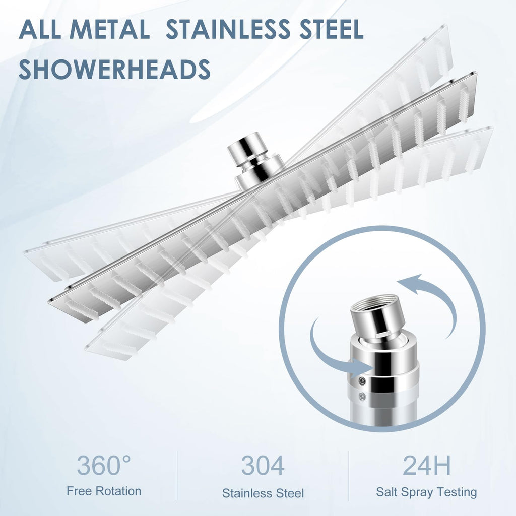 16 inch Brushed Nickel Large Rain Shower Head - All Metal 304 Stainless Steel, Full Body Rainfall Shower with 324