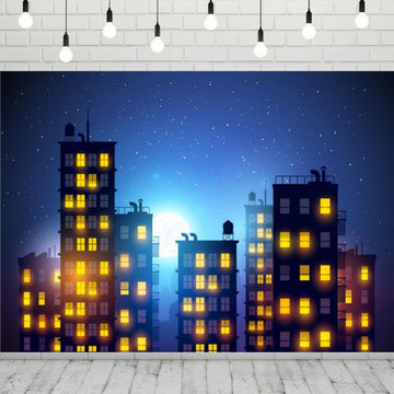 Starry Sky Super Hero City Skyline Backdrop 8x6FT