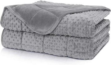 Minky Weighted Blanket Queen 15lbs for Adults(60"×80",Grey Breathable Super Soft for All Season,Heavy Blanket with