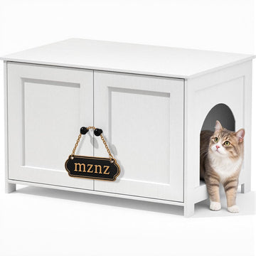 Hidden Cat Litter Box Enclosure Furniture, Large, White