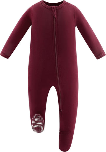 Rayon Made from Bamboo Baby Boy Girl Sleep 'N Play, Zip Front Non-Slip Footed Sleeper Pajamas