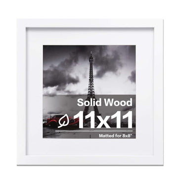 11x11 Picture Frame, Made of Solid Wood with Plexiglass, for Tabletop and Wall Hanging Display Picture 4x4/8x8 with