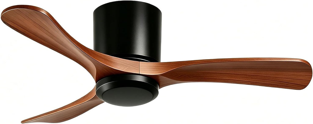 42 Inch Wood Ceiling Fan Without Light - Flush Mount, Remote Control, 3 Blade 6-Speed Reversible DC Motor, Noiseless Timer A101-B0GZNFXZKP