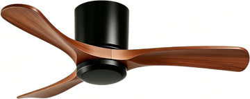 42 Inch Wood Ceiling Fan Without Light - Flush Mount, Remote Control, 3 Blade 6-Speed Reversible DC Motor, Noiseless Timer A101-B0GZNFXZKP