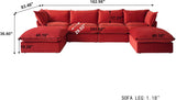 U-Shaped Couches for Living Room, Convertible Sectional Sofa, Modern Deep Seat Soft Cloud Couch, Modular Sectional Sofas with Two Ottomans for Living Room, Apartment (Red) A124-B0F2YN8M3X