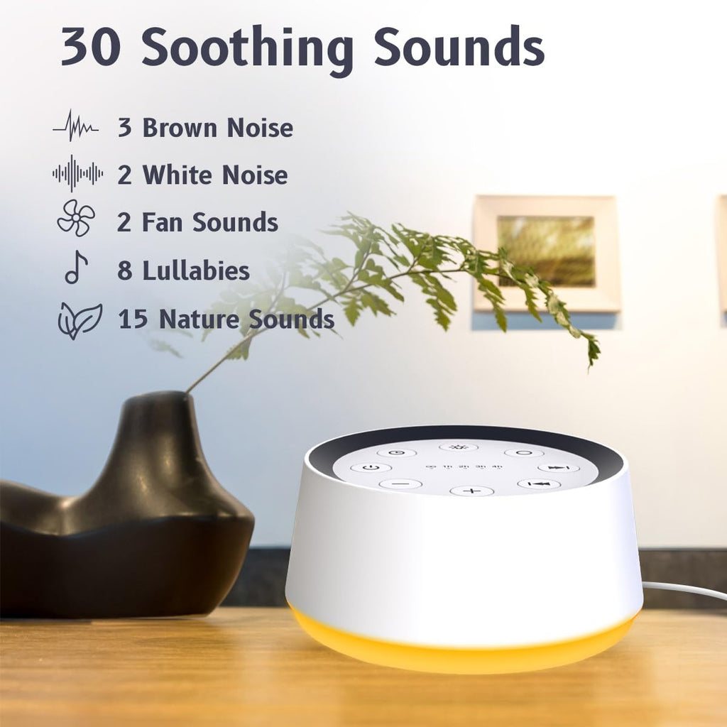 Brown Noise Sound Machine with 30 Sounds, 12 Colors Night Light White Noise Machine for Adults Baby Kids Sleep Machines