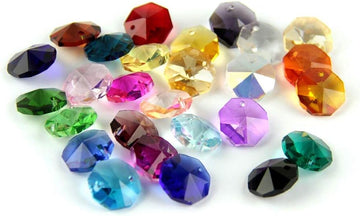 Chandelier Crytal 100pcs/lot 14mm Mixed Color Crystal Prism Octagon Beads in One Hole for Wedding Garland Strand Beads