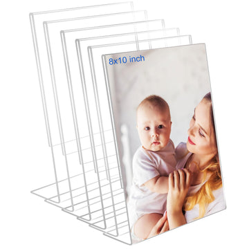 8x10 Acrylic Picture Frames, Set Of 6 Clear Acrylic Frameless Transparent Frame Gift for Desktop Display, Vertical