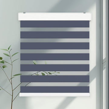Custom Cordless Light Filtering Zebra Blinds [Morning, Blue_Jean, W 20-90 x H 10-78 inch] Windows Sheer Shades for Day and Night Light Control, Gentle Moving Dual Layer