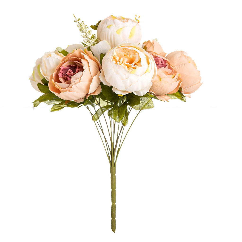 Bee Silk Peony Bouquet with Ceramic Vase Included Large Size 14" Wedding Centerpiece Events Birthday Gift Bridal Baby