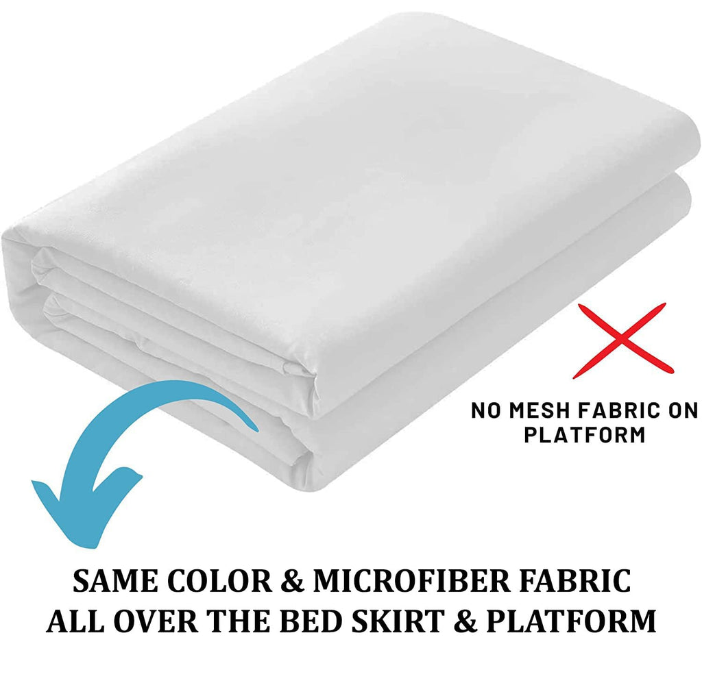 Ruffled Bed Skirt, White, Queen 18 Inch Drop