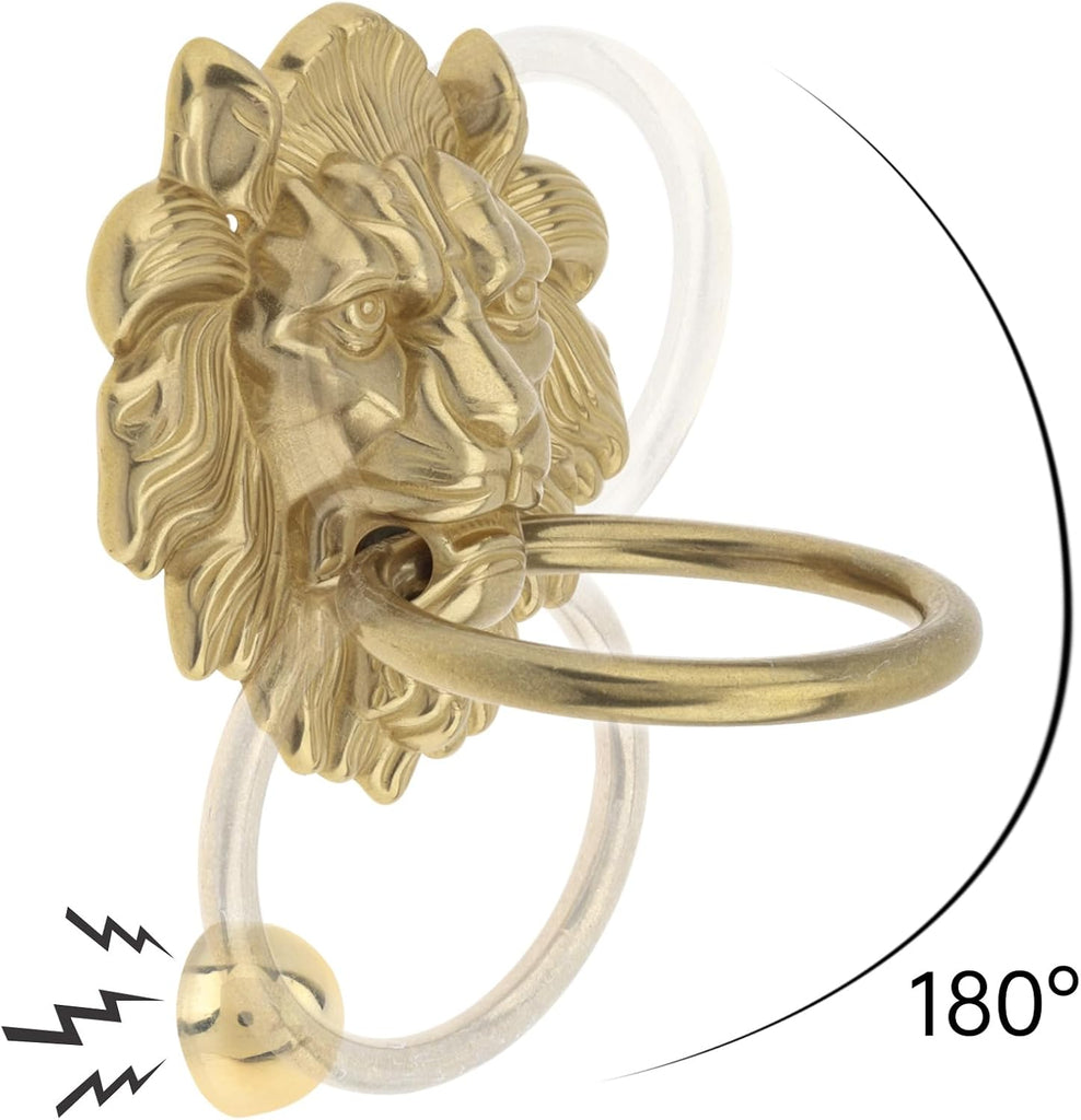 Door Knockers ,7 Inch Solid Brass Lion Head Shaped Vintage Door Knocker with Strike Plate,Heavy Duty Decorative Gate