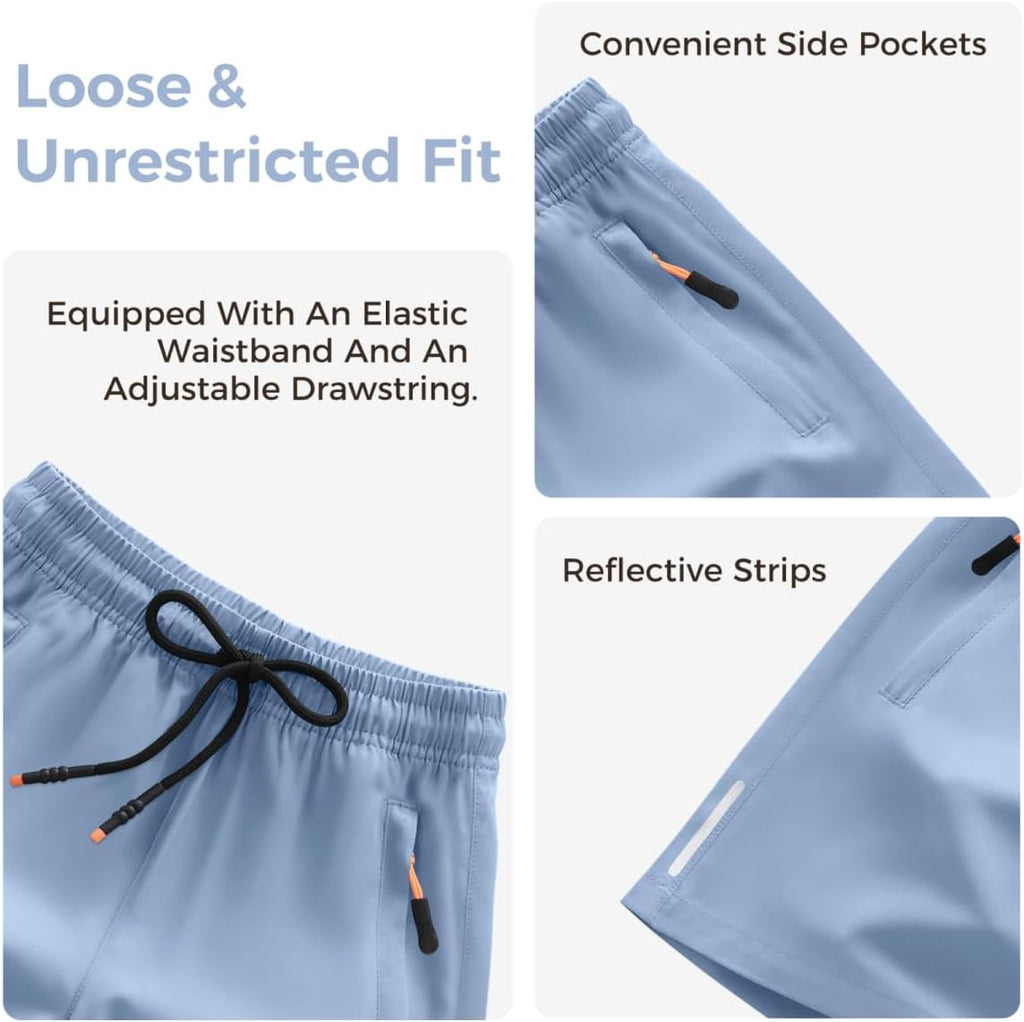 Boys Shorts Quick Dry Athletic Running Shorts with Zipper Pockets
