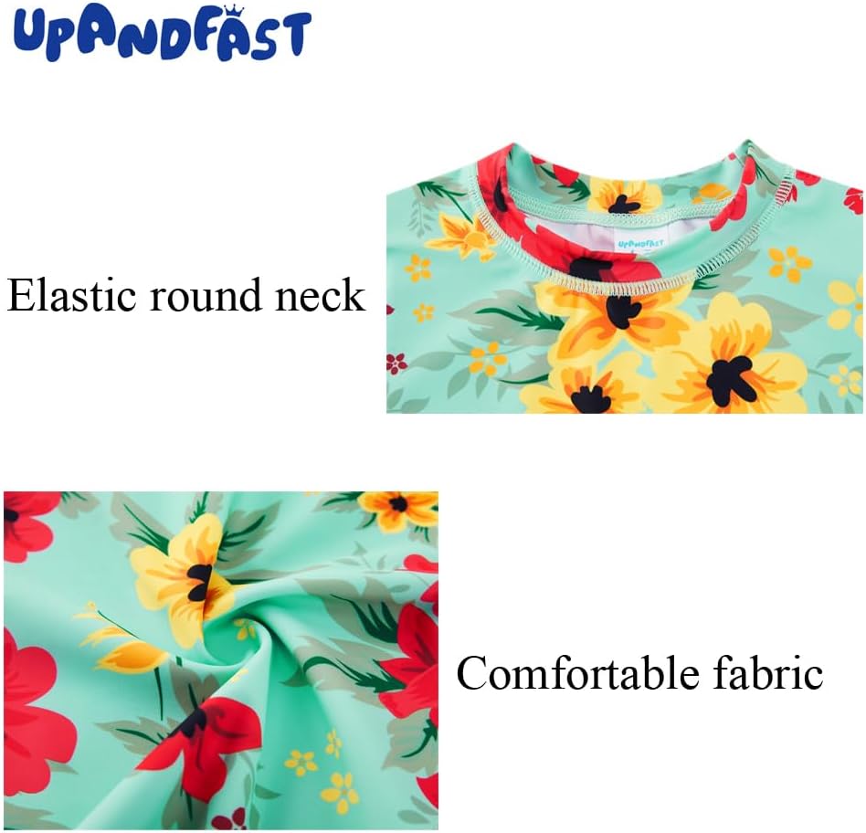 Girls Rash Guard Set Long Sleeve Two Piece Swimsuit with UPF 50+ Sun Protection for Girls