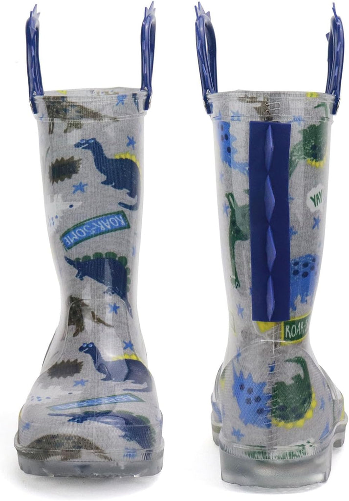 Toddler Boys Adorable Dinosaur Light Up Rain Boots