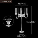 6 Arm Acrylic Candle Holder for Tables, Acrylic Candelabra Centerpieces for Taper LED Candles, 37.4 in Tall