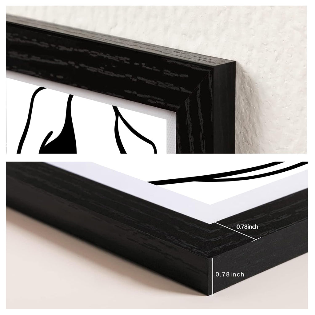 3 Sets Minimalist Woman Framed Canvas Wall Art Sexy Girl Figure Black White Line Posters Wall Decor Abstract Female