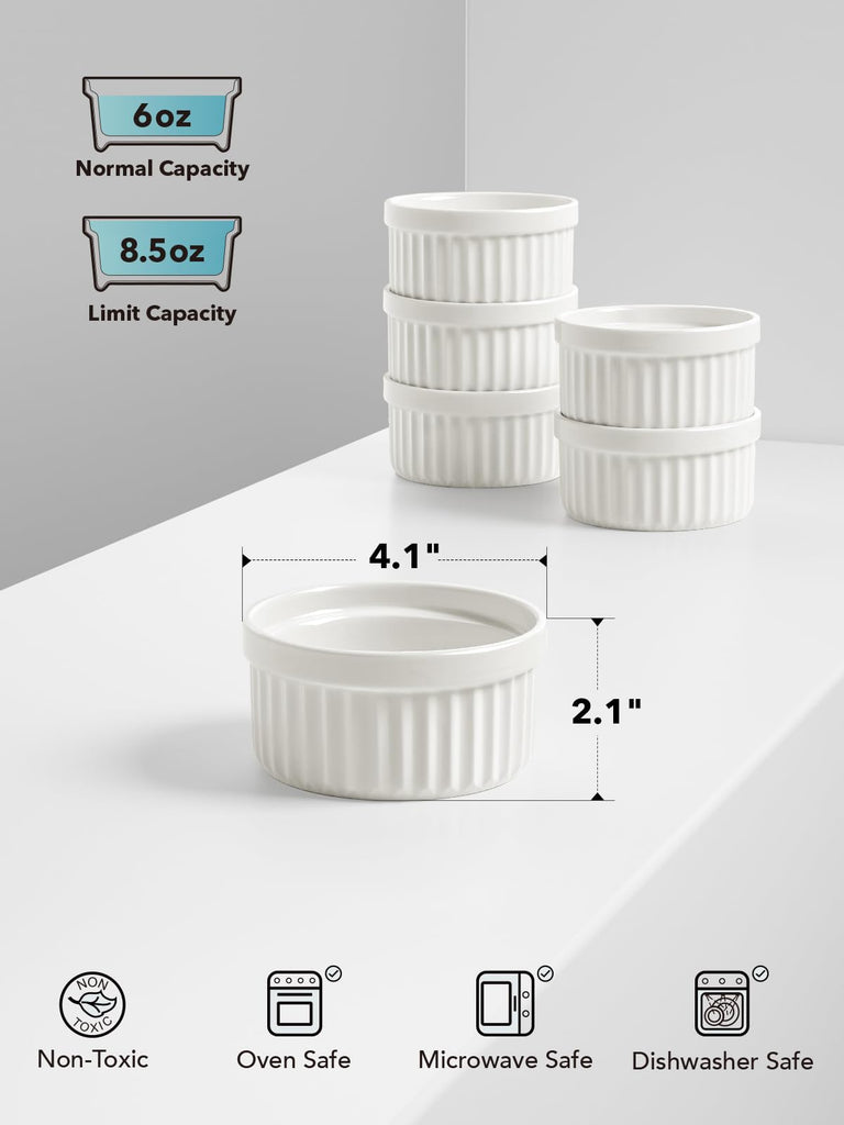 6 OZ, Set of 6, White