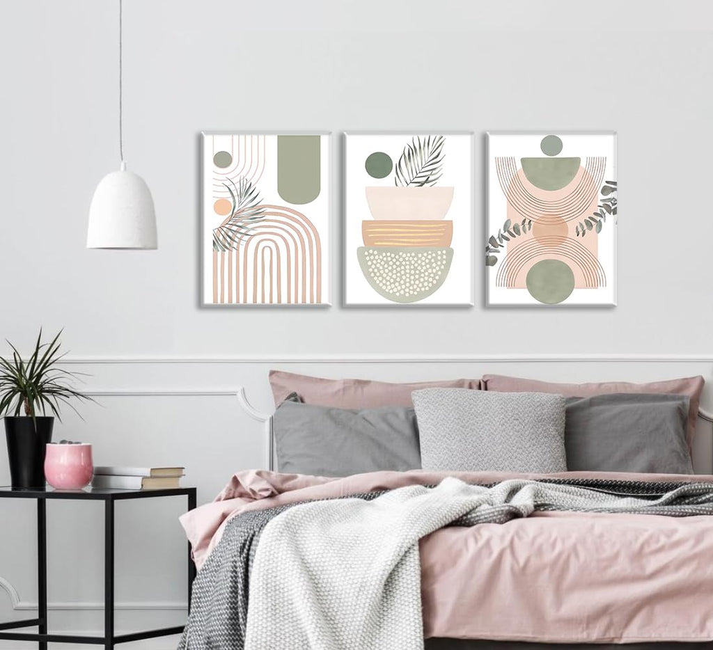 Boho Geometric Line Botanical Wall Art Abstract Geometric Decor 16x12Inch