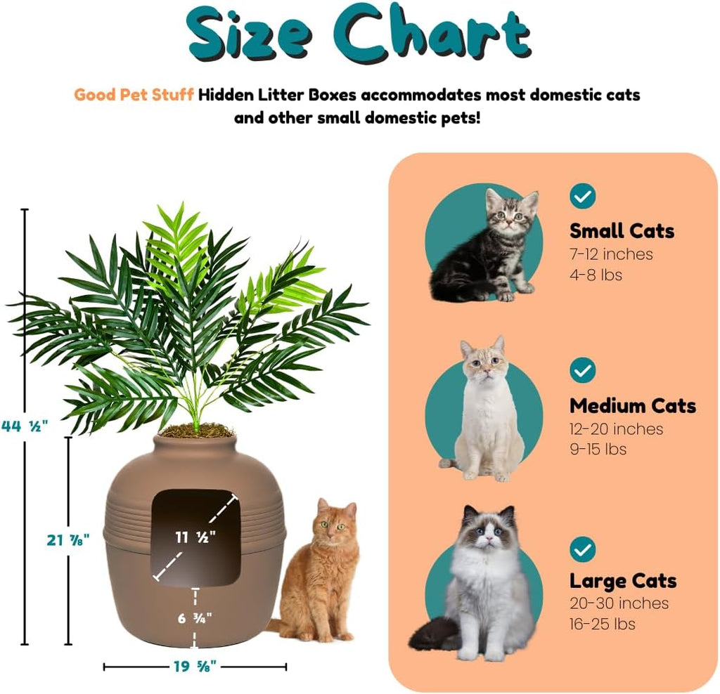Hidden Litter Box Planter, Decorative Cat Litter Enclosure with Carbon Filter, Artificial Palm Plant