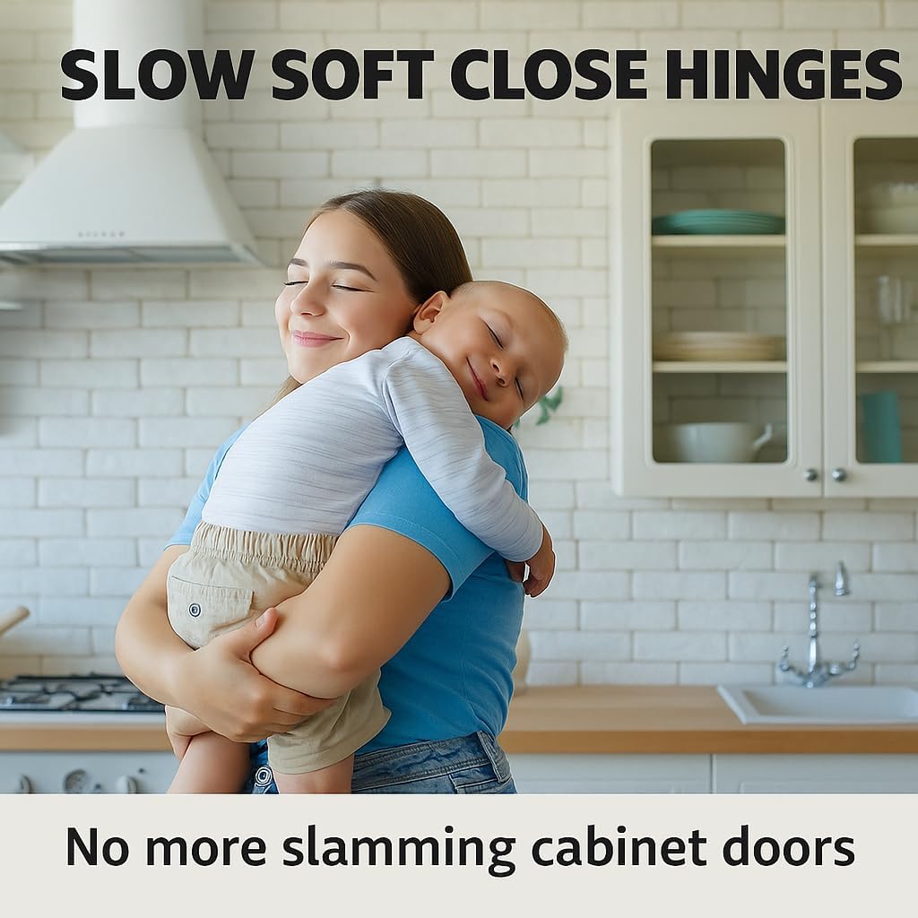 Full Overlay European Soft Close Cabinet Hinges Cabinets (20 Pcs) -105° Frameless Concealed Cabinet Door Hinge -6 Way
