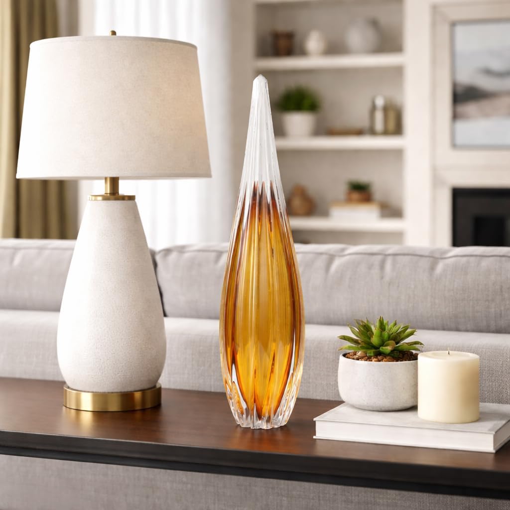 Glass Teardrop Sculpture Decor and Bathroom - Figurine Ornaments Desk, Entryway, and Living Room - Decorative Accent
