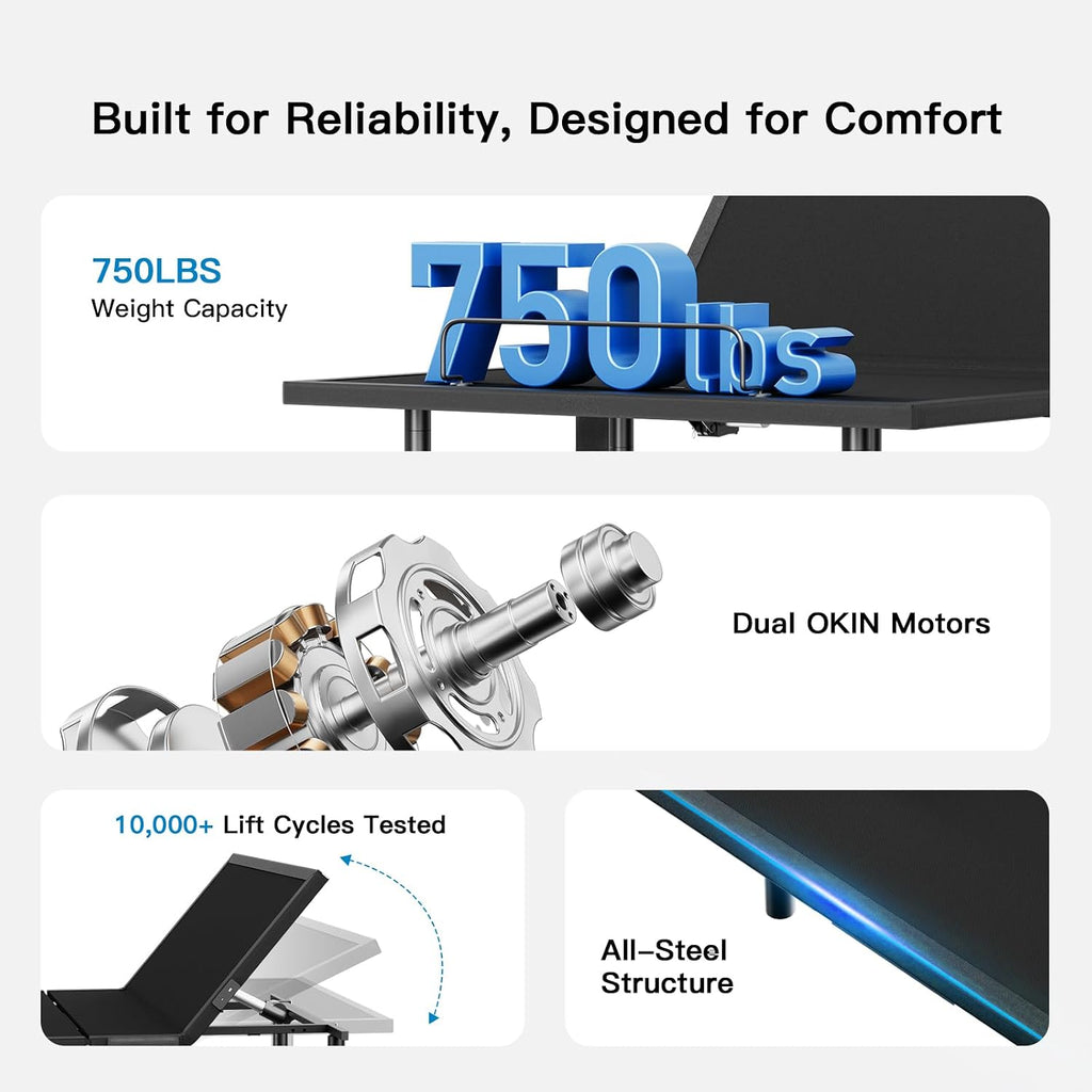 Queen Adjustable Bed Frame, Electric Bed Base with Head & Foot Incline, USB-A & USB-C Ports, LED Under-Bed Lighting
