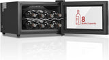 8 Bottles Countertop Wine Fridge, Small Wine Fridge with Double Glass Doors, LED