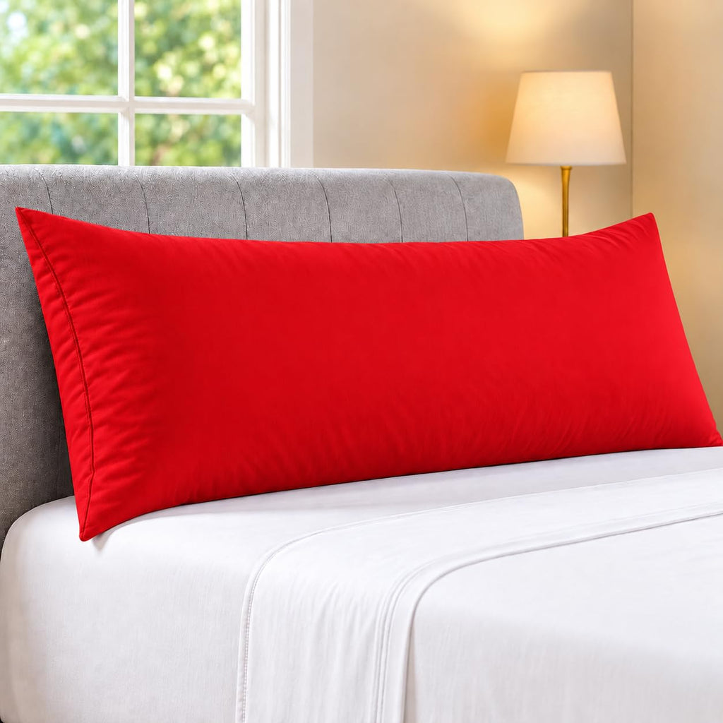 Body Pillowcase 20x48 Inch, Red, 100% Egyptian Cotton, 600 Thread Count, Zipper Closure, Soft & Breathable, Hotel