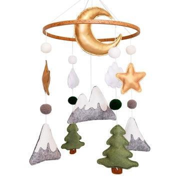 Woodland Baby Crib Mobile, Mountain Mobile for Crib for Boys & Girls, Neutral Nursery Mobile, Baby Shower Gift