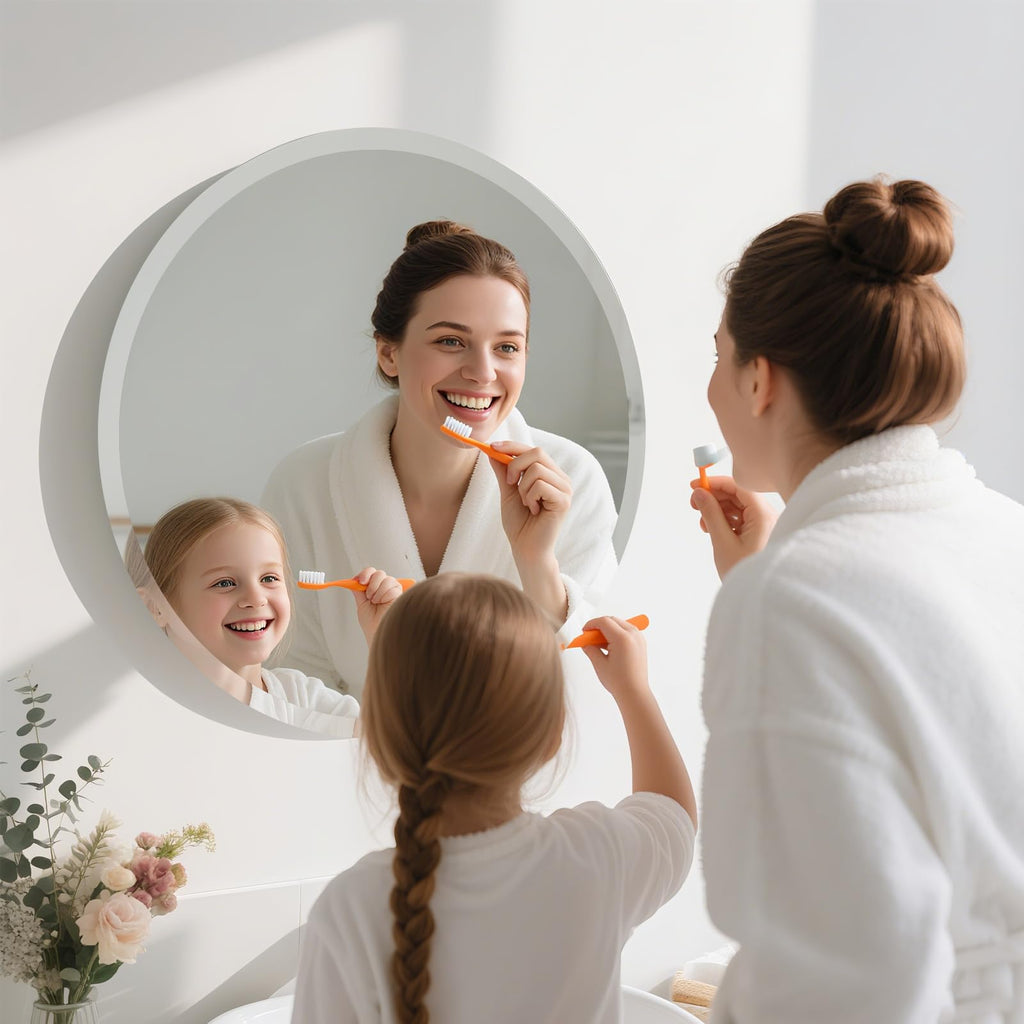 28 Inch Round Frameless Bathroom Mirror, Beveled Round Mirror
