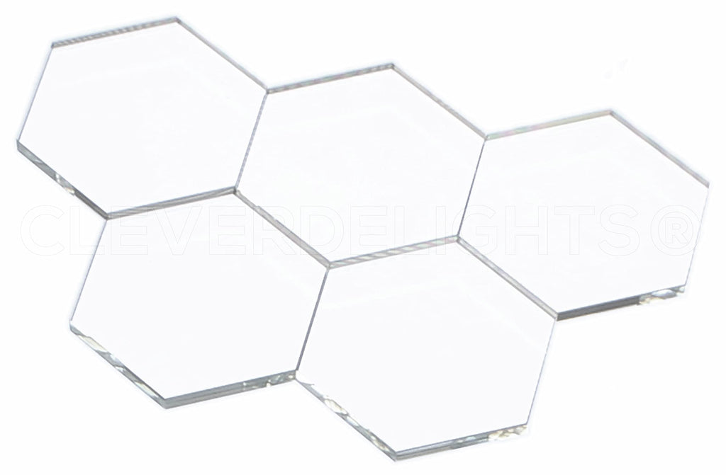 2" Hexagon Glass Tiles - 50 Pack - Clear