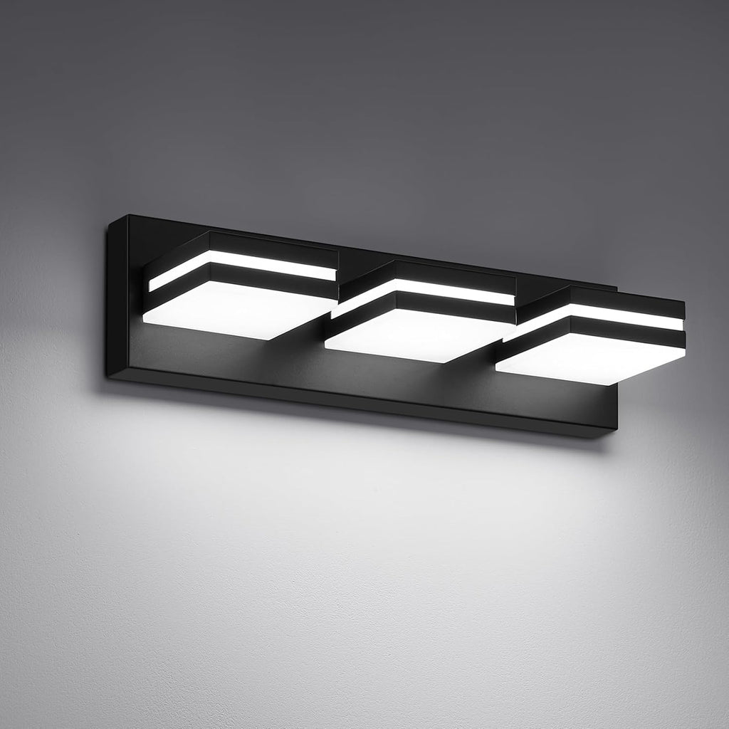 Modern LED Small Black Acrylic Bathroom Lights Fixtures 3-Light | Wall Lighting,Vanity Lights Over Mirror 6000K