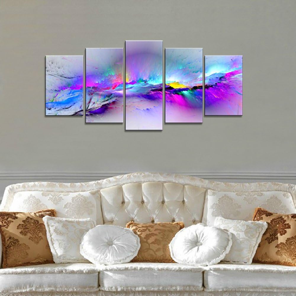 Changing Colors Giclee Canvas Prints 5 panels Modern Artwork Landscape Pictures to Photo Printed on Abstract Canvas