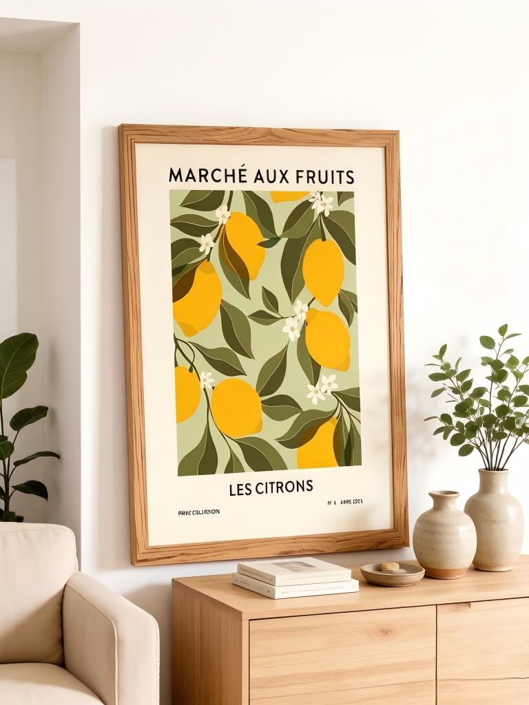 Fruit Market Vintage Lemon Kitchen Framed Canvas Wall Art 16x24in