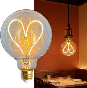 Edison Bulb Led Bulb Vintage 4W Dimmable 110-130V 2000Kelvin Super Yellow Warm Decorative Light Bulb (G30 Heart