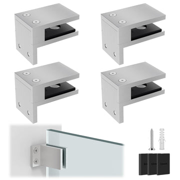 4 Pack Wall to Glass Clamp F Shape for 5/16"-1/2" Thick Glass