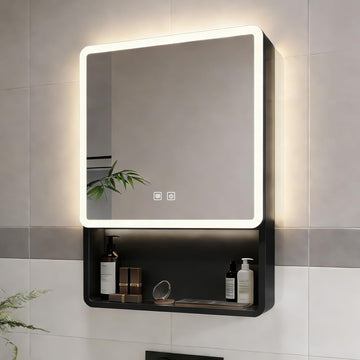 19"x28" Lighted Medicine Cabinet, Bathroom Mirror with Storage Touch Screen Switch Anti-Fog, Adjustable Brightness