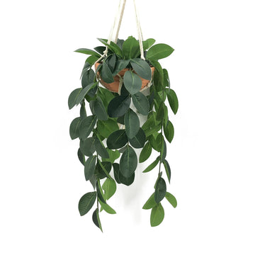 Hanging Plants Artificial Decor, Fake Hanging Plant in Clay Pot Artificial Hanging Plants with Fake Leaves and Hook