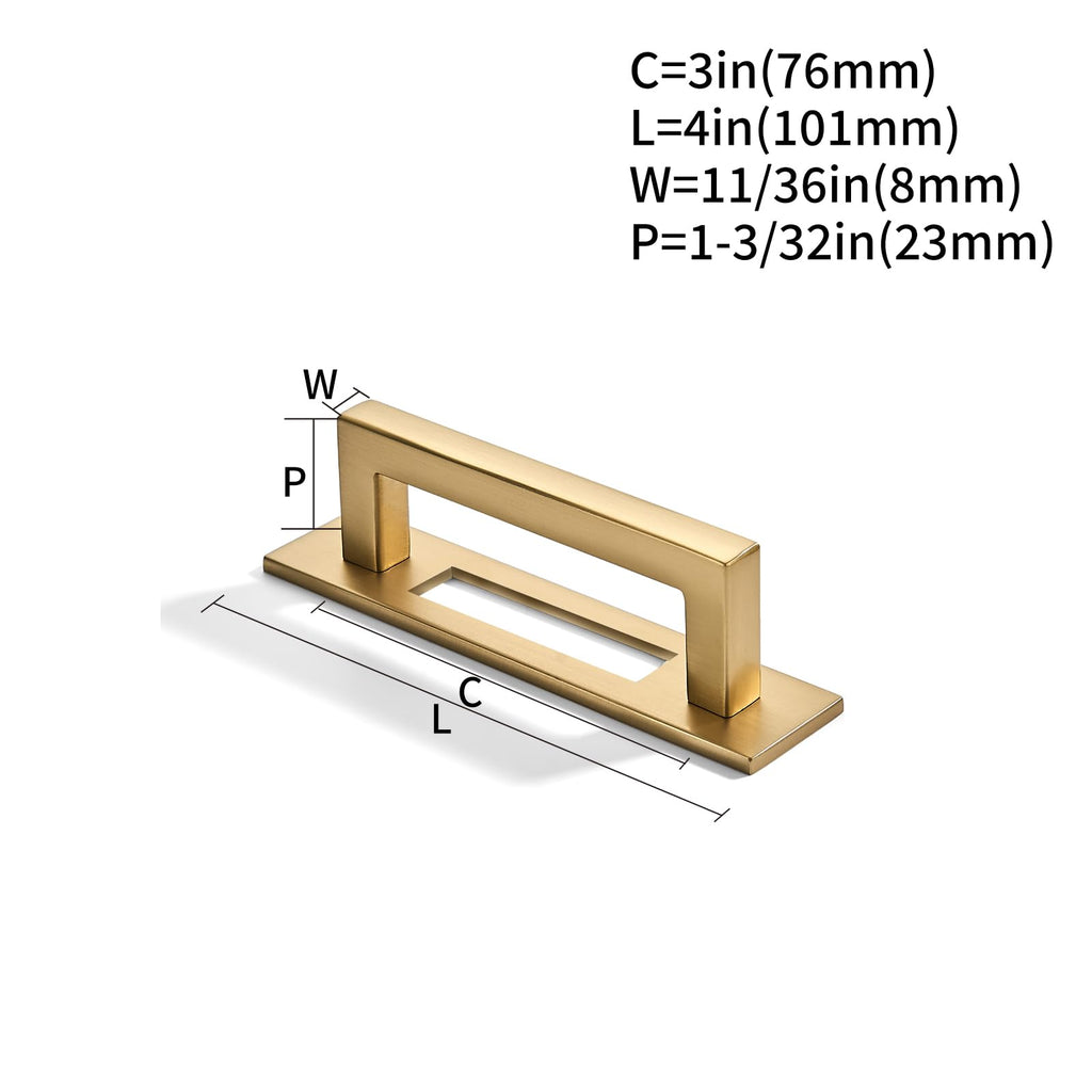 5 Pack 3 Inch Center to Center Champagne Bronze Cabinet Pull with Backplate Heavy-Duty Handles with Base Plate