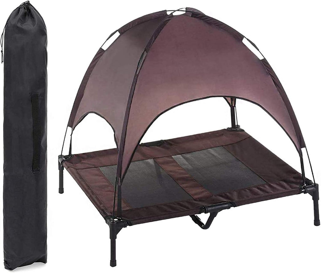 Elevated Dog Bed with Removable Canopy w/Convenient Carrying Bag Indoor Shade 1680D Portable Raised Oxford Fabric