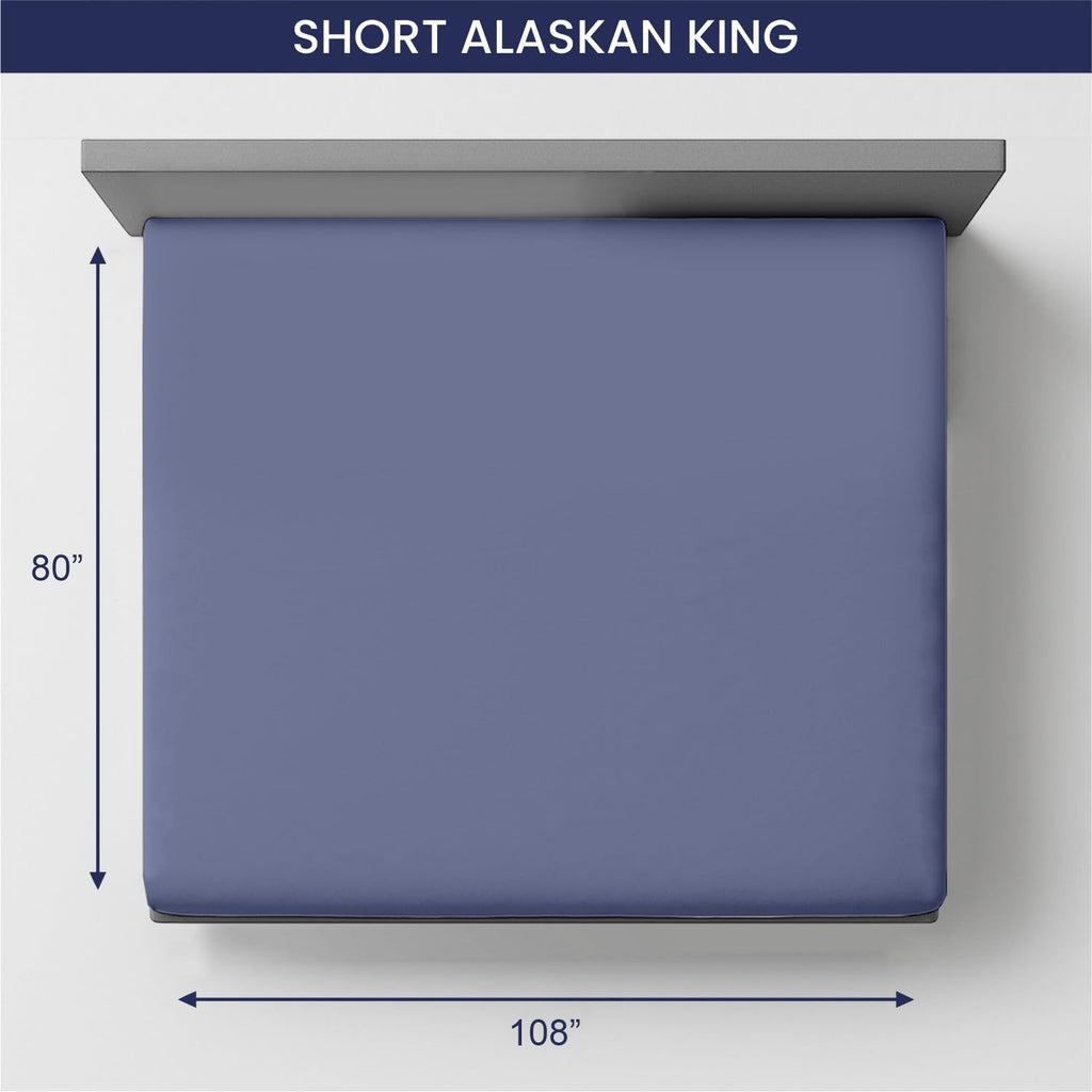 108′′W × 80′′L 1Pc Short Alaskan King Fitted Sheet Only 100% Egyptian Cotton - 600 TC Fits 15" Deep Pocket - Soft