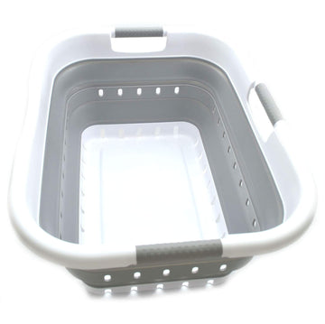 41L (10.8 gallon) Collapsible 3 Handled Plastic Laundry Basket - Foldable Pop Up Storage Container/Organizer